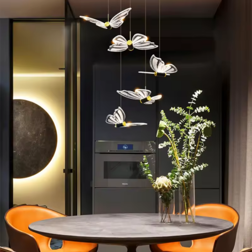 Luxury Apartment Loft Duplex Stair Butterfly Acrylic Lighting