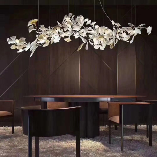 Designer Modern Ceramic Ginkgo Leaf Restaurant Art Chandelier