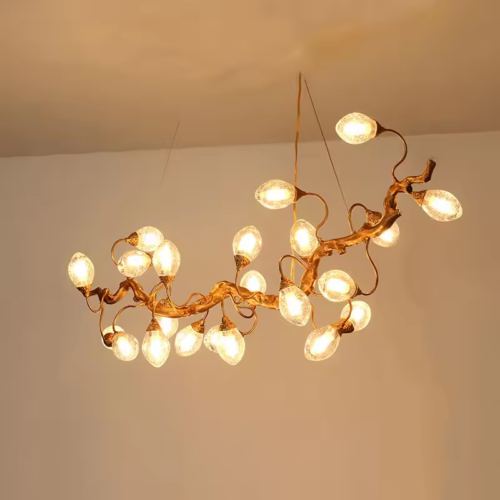 Luxury Tree Branch Glass Copper Chandelier