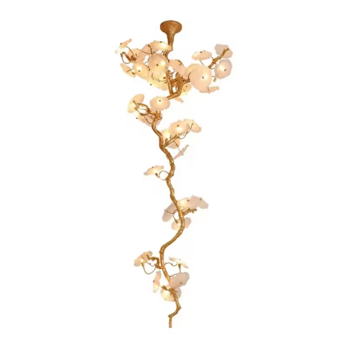 Motif Flower Copper Branch Lotus Leaf Hanging Lamp