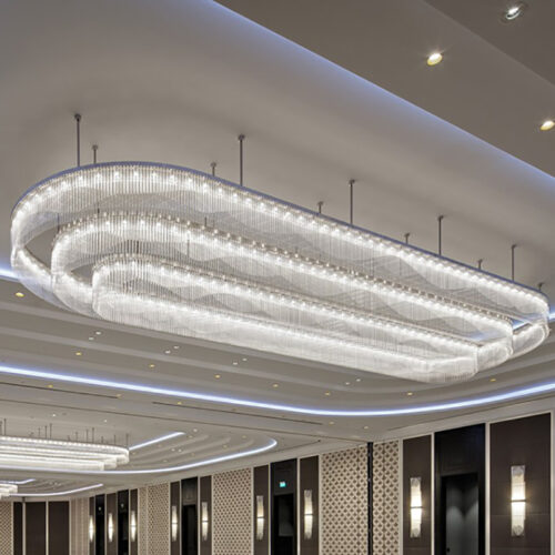 Large Crystal Ceiling Light for Hotel Lobby Project