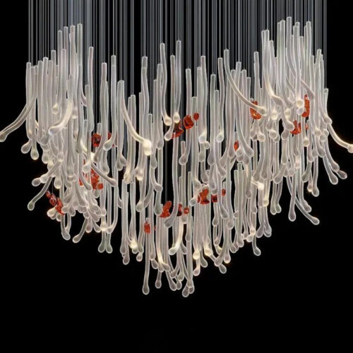 Custom Nordic Luxury Beaded Foyer Chandelier for Hotel