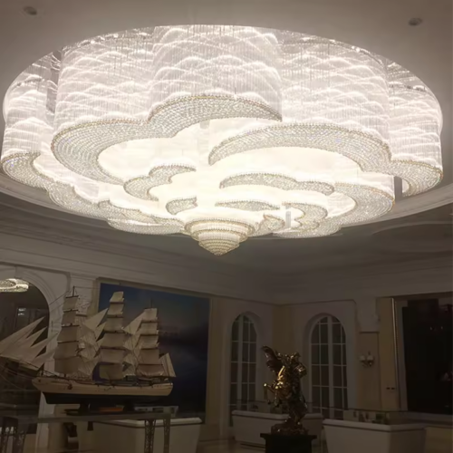 Illuminate your space with our custom engineering light art combination cloud crystal light. Enhance your ambiance with artistic flair and elegant lighting.