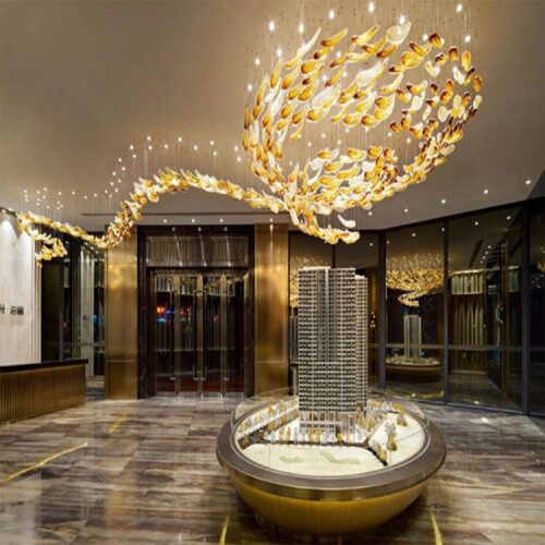 Luxury Modern Glass Large Indoor LED Chandelier