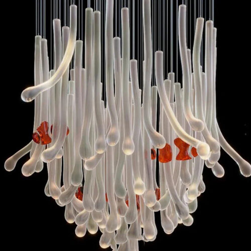 Custom Nordic Luxury Beaded Foyer Chandelier for Hotel