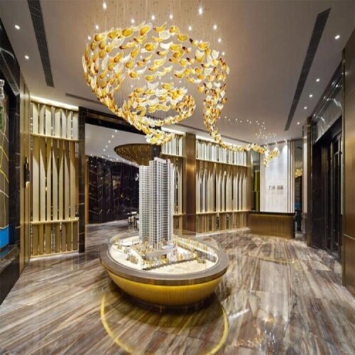 Luxury Modern Glass Large Indoor LED Chandelier