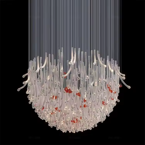 Custom Nordic Luxury Beaded Foyer Chandelier for Hotel