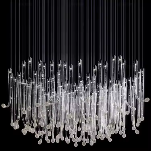 Custom Nordic Luxury Beaded Foyer Chandelier for Hotel