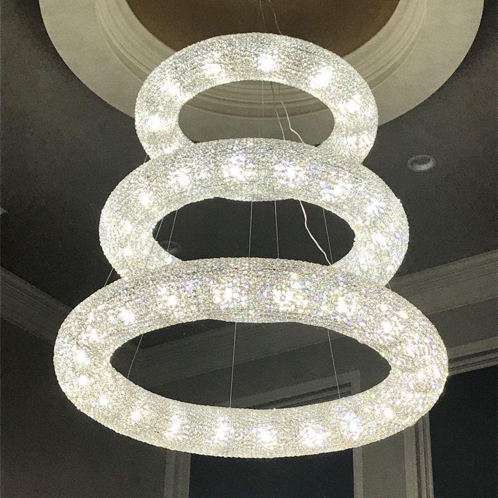 Round Crystal Chandelier Pendant Light for Indoor Living Room