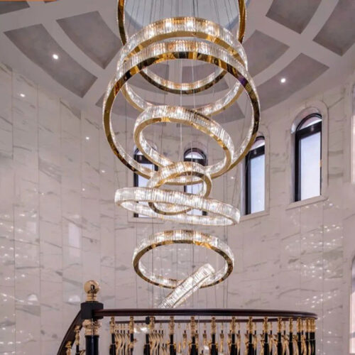 Custom Indoor Crystal Annular Chandelier with Contemporary Design