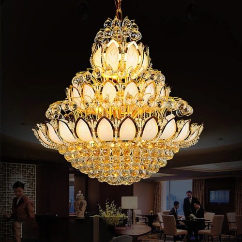 Luxury Gold Lotus Flower K9 Crystal Chandelier Wholesale