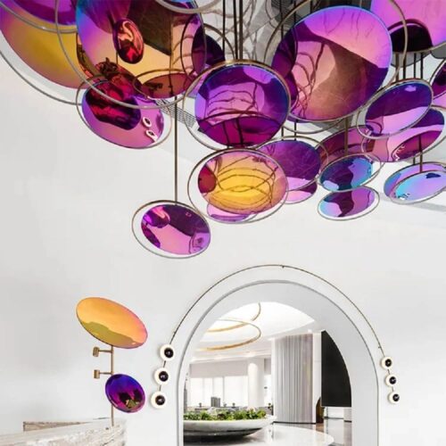 Round Ceiling Hanging Light for Colorful Fashion Living and Dining Rooms