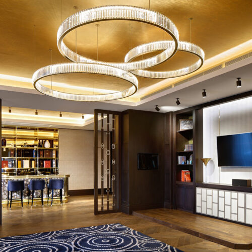 Custom Indoor Crystal Annular Chandelier with Contemporary Design