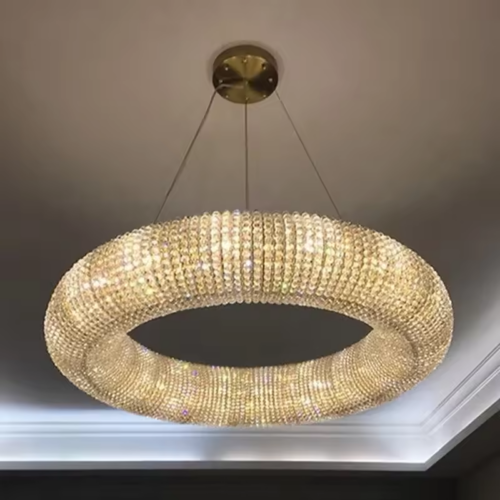 Round Crystal Chandelier Pendant Light for Indoor Living Room