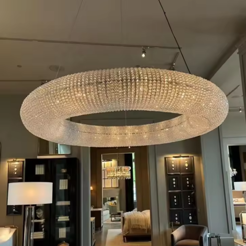 Round Crystal Chandelier Pendant Light for Indoor Living Room