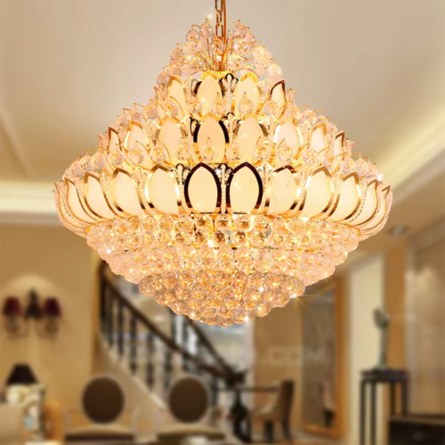 Luxury Gold Lotus Flower K9 Crystal Chandelier Wholesale