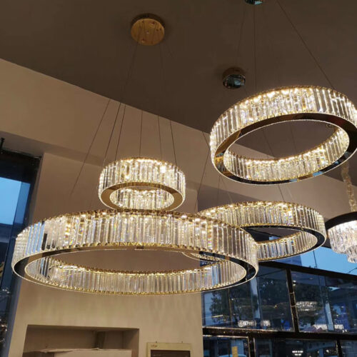 Custom Indoor Crystal Annular Chandelier with Contemporary Design