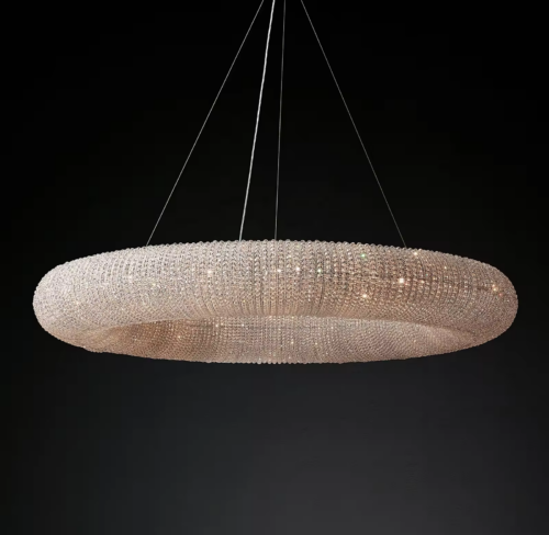 Round Crystal Chandelier Pendant Light for Indoor Living Room