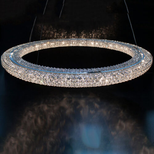 Round Crystal Chandelier Pendant Light for Indoor Living Room