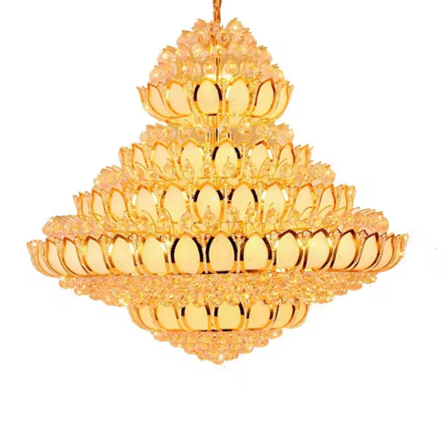 Luxury Gold Lotus Flower K9 Crystal Chandelier Wholesale