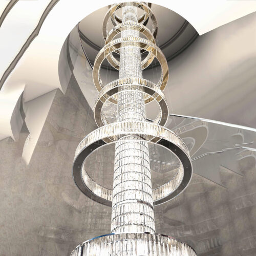 Custom Indoor Crystal Annular Chandelier with Contemporary Design