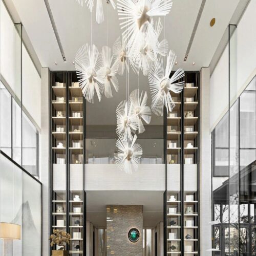 Dandelion Shape Stairway Villa Large Luxury Glass Chandelier Lamp