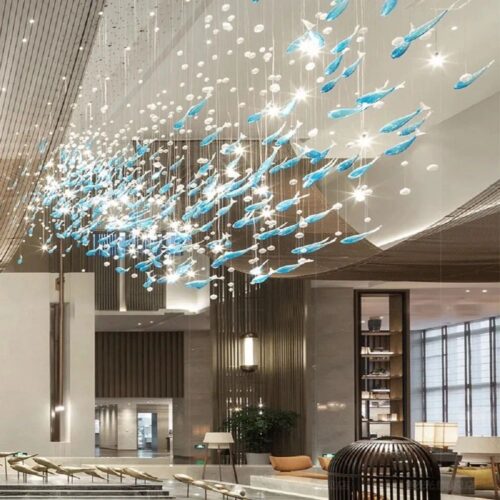 Custom Made Large Indoor Fish Decoration Project Pendant Lights