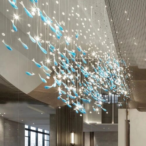 Custom Made Large Indoor Fish Decoration Project Pendant Lights