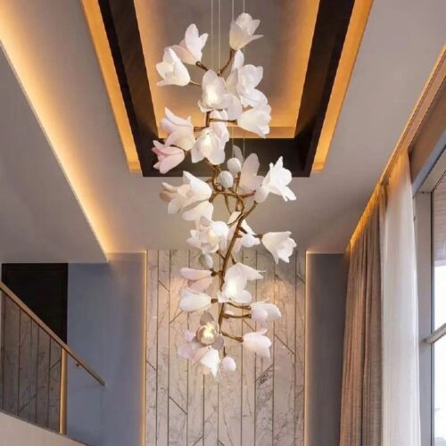 New Design Residential Ceramic Pink Flower Decoration Lighting