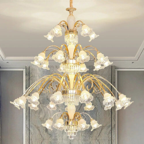 Hardware Multi-Layer Crystal Flower Chandelier