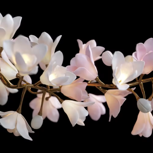 New Design Residential Ceramic Pink Flower Decoration Lighting