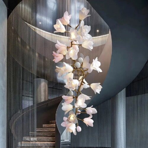 New Design Residential Ceramic Pink Flower Decoration Lighting