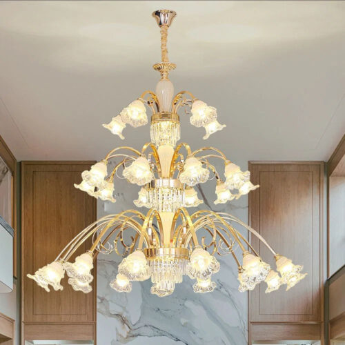 Hardware Multi-Layer Crystal Flower Chandelier