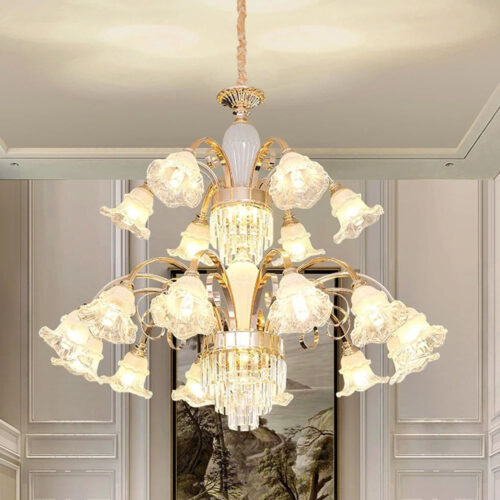 Hardware Multi-Layer Crystal Flower Chandelier