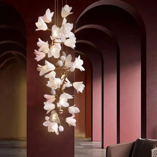 New Design Residential Ceramic Pink Flower Decoration Lighting