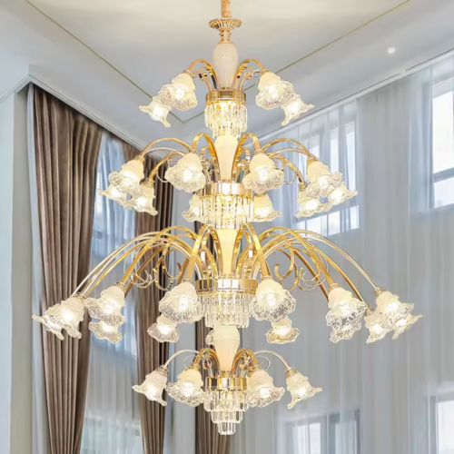 Hardware Multi-Layer Crystal Flower Chandelier