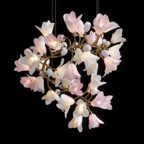 New Design Residential Ceramic Pink Flower Decoration Lighting