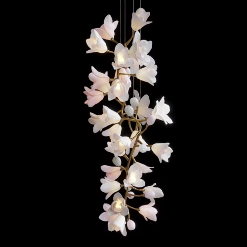 New Design Residential Ceramic Pink Flower Decoration Lighting