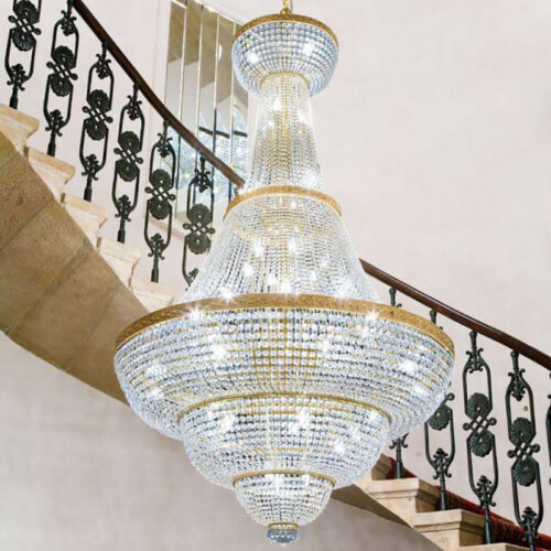 Luxury Style Indoor Decoration Hotel Lobby Staircase Chandelier