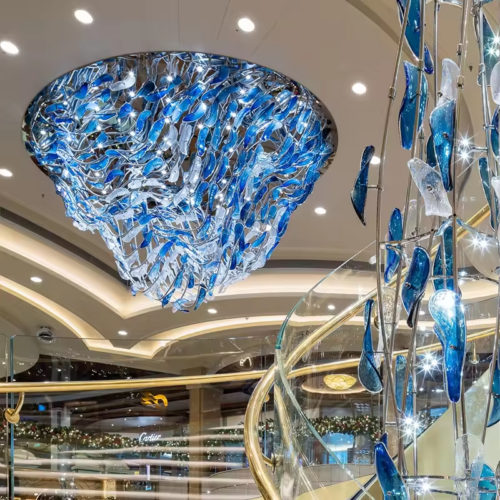 Custom Advanced Glass Chandelier for Large Hotel Lobby Lighting