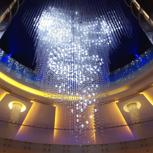 Modern Glass Chandelier for Large Hotel Lobby Weddings