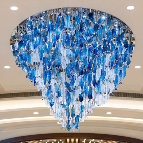 Custom Advanced Glass Chandelier for Large Hotel Lobby Lighting