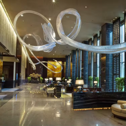 Decorative Ribbon White Shape Chandelier for Hotel Showrooms