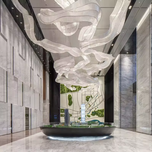 Decorative Ribbon White Shape Chandelier for Hotel Showrooms