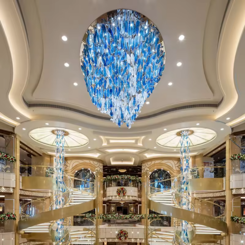 Custom Advanced Glass Chandelier for Large Hotel Lobby Lighting