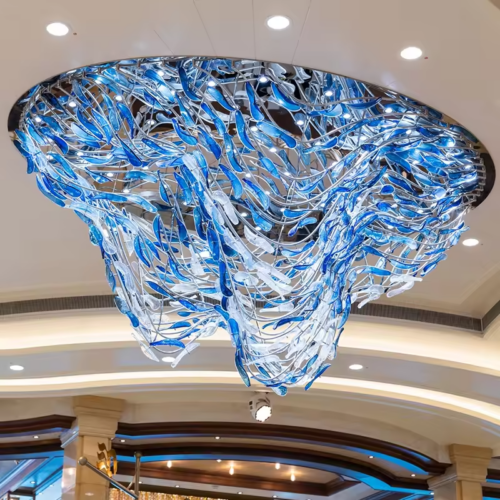 Custom Advanced Glass Chandelier for Large Hotel Lobby Lighting