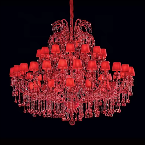 Large Red Crystal Chandelier Pendant Lights for Wedding Hall Hotel