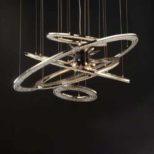 Illuminate with elegance using layered smoky crystal pendant light.