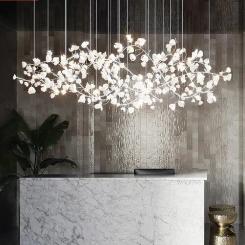 Nordic Creative Glass Flower Leaf Chandelier Custom Lighting Project