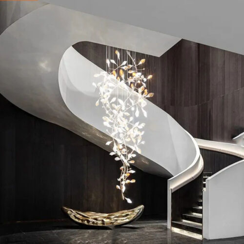 Nordic Creative Glass Flower Leaf Chandelier Custom Lighting Project